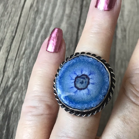 handcrafted in India Jewelry - Blue Solar Quartz .925 Silver Ring